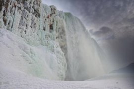 Climber Will Gadd ice climbing up frozen Niagara Falls to become the first person to ascend the famous waterfalls
